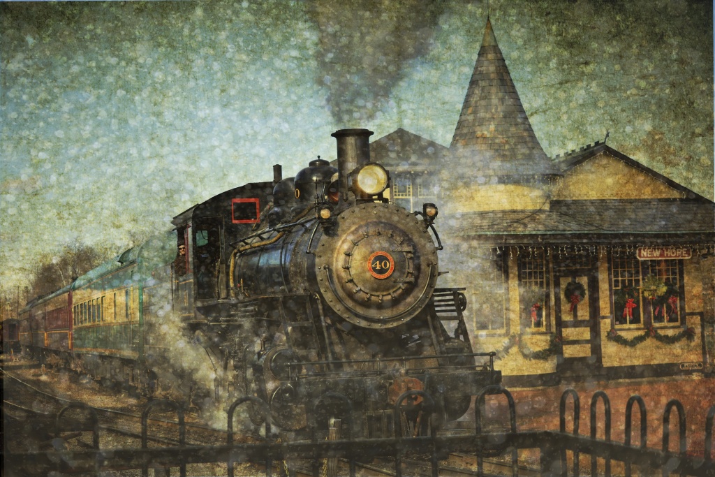 New Hope Steam Engine - digital composition by Deborah Nyman